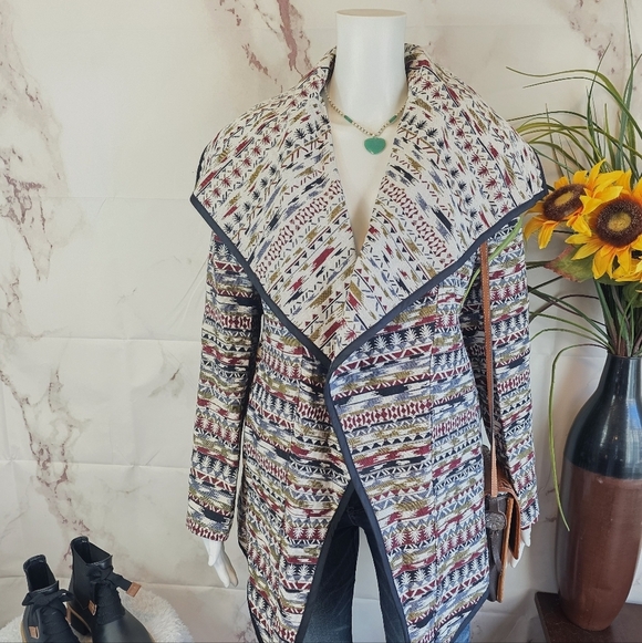 Jackets & Blazers - For Cynthia Southwestern Pattern Wrap Coat